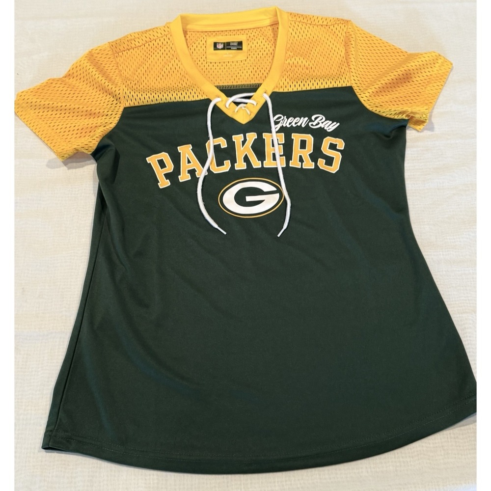 NFL Team Apparel Green Bay Packers Women's Ladies Lace-up shirt Sz Large